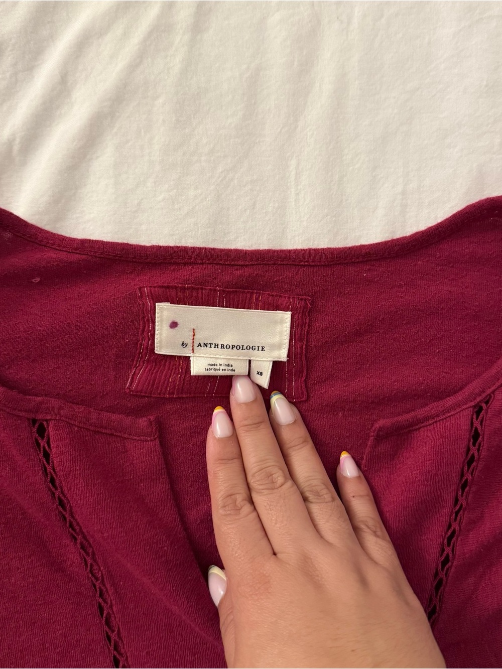 Anthropologie Caroline Ruffled Babydoll Top. Size XS. Color Raspberry. - Picture 7 of 9